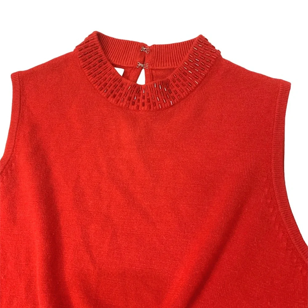 Vintage Sleeveless Mock Neck Embellished Sweater - Picture 3 of 4